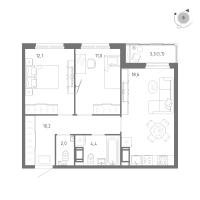3 ккв (Евро) № 200 Корп.: 1 Уч. 5 , Секция 4  в ЖК Клюква.Парк