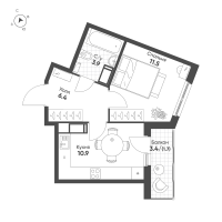 1 ккв № 146 Корп.: 1 , Секция 3  в ЖК Клюква.Парк