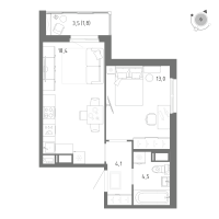 2 ккв (Евро) № 598 Корп.: 1 Уч. 5 , Секция 10  в ЖК Клюква.Парк