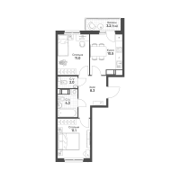 2 ккв № 362 Корп.: 3 Уч. 9 , Секция 6  в ЖК Клюква.Парк