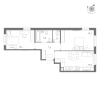 3 ккв (Евро) № 860 Корп.: 1 Уч. 5 , Секция 14  в ЖК Клюква.Парк