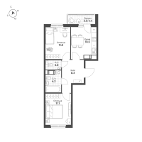2 ккв № 394 Корп.: 3 Уч. 9 , Секция 7  в ЖК Клюква.Парк