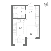 Студия № 467 Корп.: 1 Уч. 5 , Секция 8  в ЖК Клюква.Парк