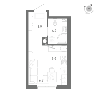 Студия № 144 Корп.: 1 Уч. 5 , Секция 3  в ЖК Клюква.Парк