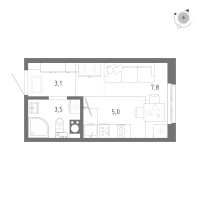 Студия № 641 Корп.: 1 Уч. 5 , Секция 11  в ЖК Клюква.Парк