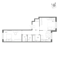 2 ккв № 711 Корп.: 1 Уч. 5 , Секция 12  в ЖК Клюква.Парк