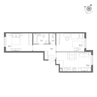 3 ккв (Евро) № 715 Корп.: 1 Уч. 5 , Секция 12  в ЖК Клюква.Парк