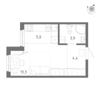 Студия № 858 Корп.: 1 Уч. 5 , Секция 14  в ЖК Клюква.Парк