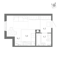 Студия № 820 Корп.: 1 Уч. 5 , Секция 13  в ЖК Клюква.Парк