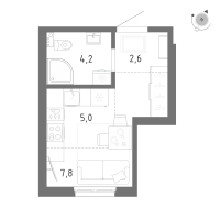 Студия № 578 Корп.: 1 Уч. 5 , Секция 10  в ЖК Клюква.Парк