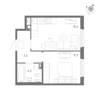 2 ккв (Евро) № 892 Корп.: 1 Уч. 5 , Секция 14  в ЖК Клюква.Парк