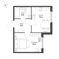 1 ккв № 532 Корп.: 3 Уч. 9 , Секция 10  в ЖК Клюква.Парк