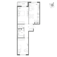 3 ккв (Евро) № 66 Корп.: 1 Уч. 5 , Секция 2  в ЖК Клюква.Парк