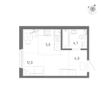 Студия № 382 Корп.: 1 Уч. 5 , Секция 7  в ЖК Клюква.Парк