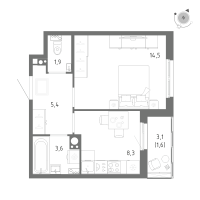 1 ккв № 763 Корп.: 1 Уч. 5 , Секция 12  в ЖК Клюква.Парк