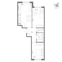 3 ккв (Евро) № 464 Корп.: 1 Уч. 5 , Секция 8  в ЖК Клюква.Парк