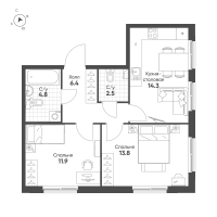 2 ккв № 466 Корп.: 3 Уч. 9 , Секция 9  в ЖК Клюква.Парк