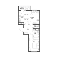 2 ккв № 359 Корп.: 3 Уч. 9 , Секция 6  в ЖК Клюква.Парк