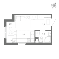 Студия № 678 Корп.: 1 Уч. 5 , Секция 11  в ЖК Клюква.Парк