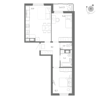 3 ккв (Евро) № 408 Корп.: 1 Уч. 5 , Секция 7  в ЖК Клюква.Парк