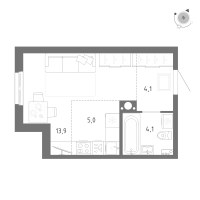 Студия № 785 Корп.: 1 Уч. 5 , Секция 13  в ЖК Клюква.Парк