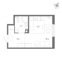 Студия № 832 Корп.: 1 Уч. 5 , Секция 13  в ЖК Клюква.Парк