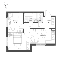 2 ккв № 212 Корп.: 3 Уч. 9 , Секция 4  в ЖК Клюква.Парк
