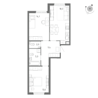 3 ккв (Евро) № 523 Корп.: 1 Уч. 5 , Секция 9  в ЖК Клюква.Парк