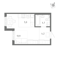 Студия № 324 Корп.: 1 Уч. 5 , Секция 6  в ЖК Клюква.Парк