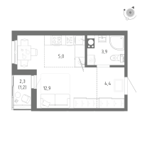 Студия № 773 Корп.: 1 Уч. 5 , Секция 12  в ЖК Клюква.Парк
