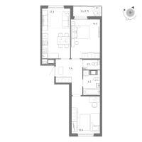 3 ккв (Евро) № 92 Корп.: 1 Уч. 5 , Секция 2  в ЖК Клюква.Парк