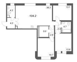 4 ккв (Евро) № 12 Корп.: 1 , Секция 1  в ЖК Коллекционер