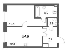 2 ккв (Евро) № 23 Корп.: 1 , Секция 2  в ЖК Коллекционер