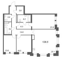 4 ккв (Евро) № 50 Корп.: 1 , Секция 2  в ЖК Коллекционер