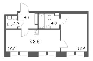 2 ккв (Евро) № 13 Корп.: 1 , Секция 1  в ЖК Коллекционер