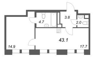 2 ккв (Евро) № 2 Корп.: 1 , Секция 1  в ЖК Коллекционер