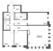 4 ккв (Евро) № 60 Корп.: 1 , Секция 2  в ЖК Коллекционер