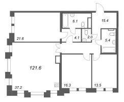4 ккв (Евро) № 42 Корп.: 1 , Секция 2  в ЖК Коллекционер