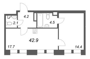 2 ккв (Евро) № 9 Корп.: 1 , Секция 1  в ЖК Коллекционер