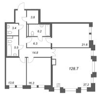 4 ккв (Евро) № 40 Корп.: 1 , Секция 2  в ЖК Коллекционер