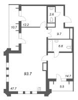 3 ккв (Евро) № 68 Корп.: 1 , Секция 2  в ЖК Коллекционер