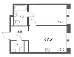 2 ккв (Евро) № 58 Корп.: 1 , Секция 2  в ЖК Коллекционер