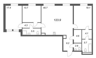 4 ккв (Евро) № 34 Корп.: 1 , Секция 2  в ЖК Коллекционер