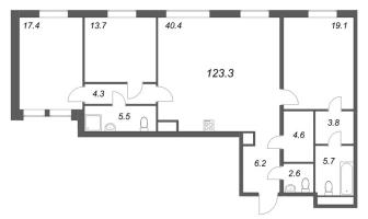 4 ккв (Евро) № 64 Корп.: 1 , Секция 2  в ЖК Коллекционер