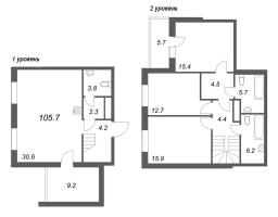4 ккв (Евро) № 55 Корп.: 1 , Секция 2  в ЖК Коллекционер