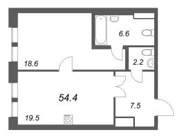 2 ккв (Евро) № 63 Корп.: 1 , Секция 2  в ЖК Коллекционер