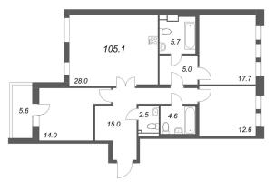 4 ккв (Евро) № 36 Корп.: 1 , Секция 2  в ЖК Коллекционер