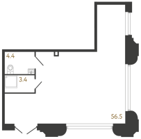 К. пом № 74 Корп.: 1 , Секция 2  в ЖК Коллекционер