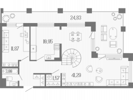 4 ккв (Евро) № 67 Корп.: 1 , Секция 1  в ЖК Коллекционный дом 1919