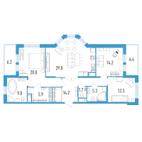 4 ккв (Евро) № 932 Корп.: 2 , Секция 12  в ЖК Колумб
